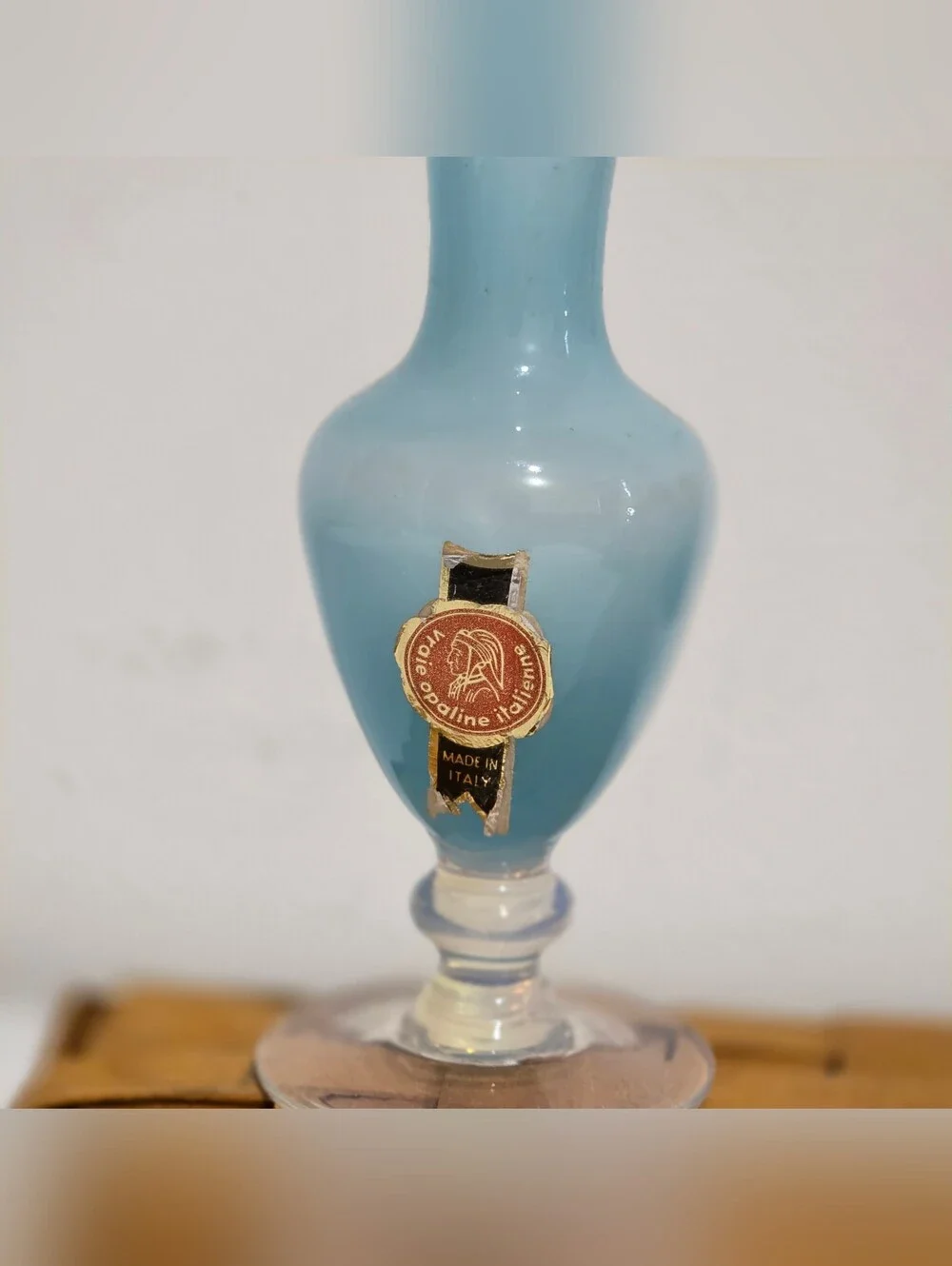Vraie Opaline Italienne Blue Glass Miniature Bud Vase Vintage Mid-century 4.5